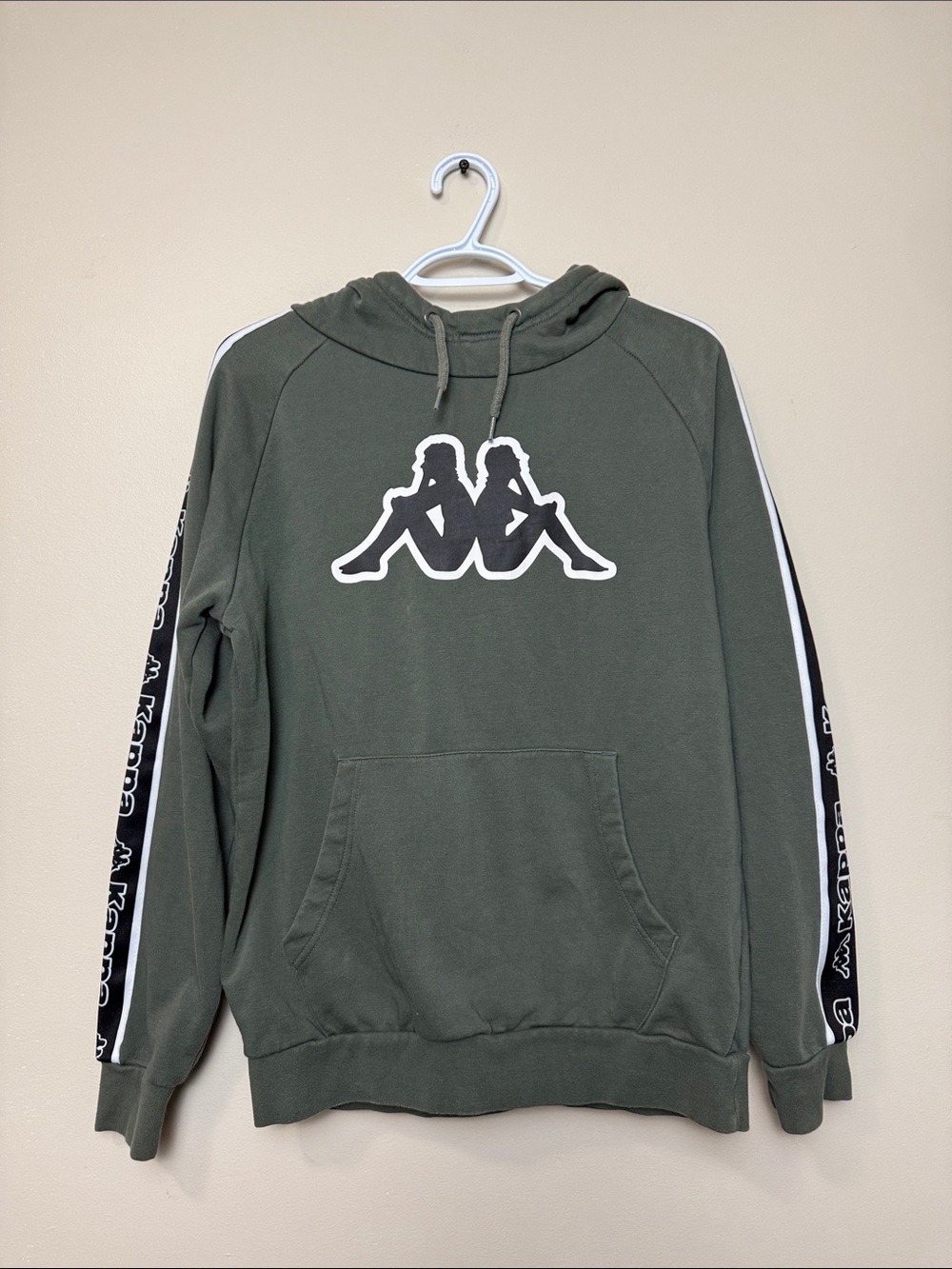 Kappa Olive Green Crewneck Hoodie with White Logo size M